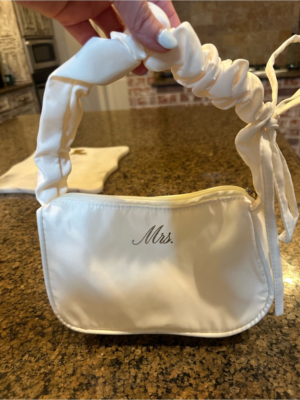 White 'Mrs.' Satin Shoulder Bag